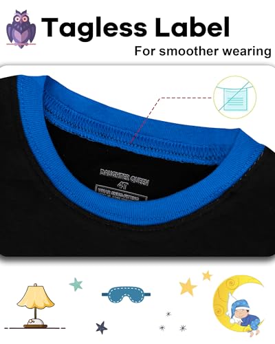 Image of DAUGHTER QUEEN Boys Pajamas 4 Pieces Long Set 100% Cotton Sleepwear Size 18 Months-12 Years