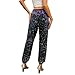High Waist Glitter Pants Women Fashion Loose Sequin Trousers Bling Legging Joggers Sparkly Pant with Drawstring Purple