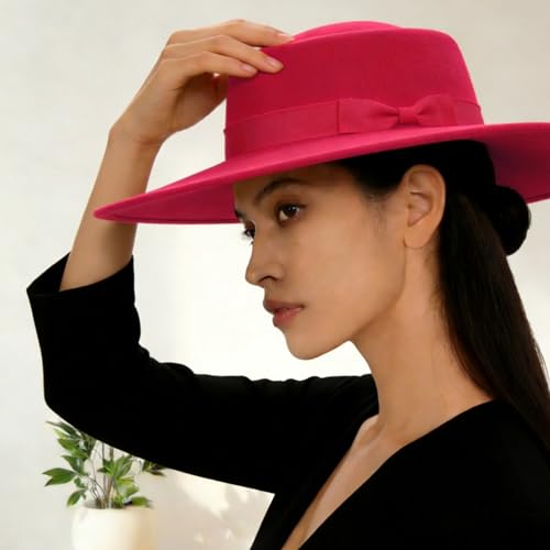 Sombrero Fedora Vintage de Ala Ancha con Moño miniatura 6