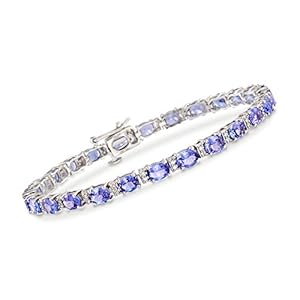 Ross-Simons 8.50 ct. t.w. Tanzanite and .27 ct. t.w. Diamond Bracelet in 14kt White Gold