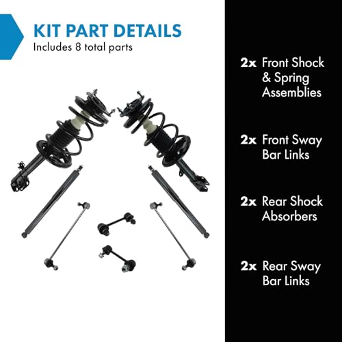 Image of TRQ Front and Rear Suspension Kit Complete Strut & Coil Spring Assembly Shock Absorber Sway Bar Stabilizer Link Compatible with 2001-2005 Toyota RAV4
