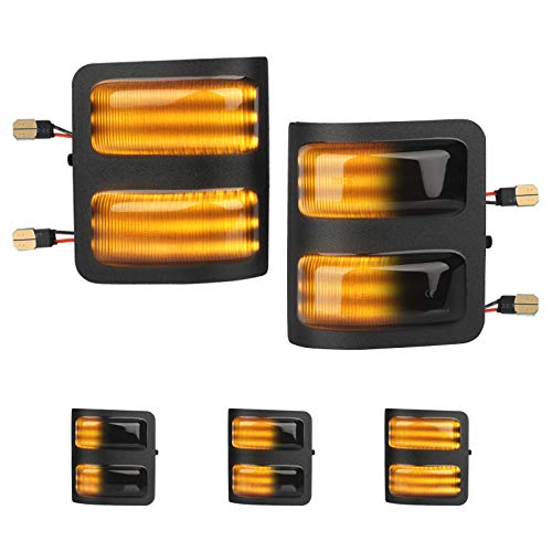 MbuyDIY Sequential 3 Row LED Side Mirror Marker Lights Smoke Lens Replacement Compatible with 2008-2016 F250 F350 F450 Super Duty Amber Turn Signal, Pack of 2