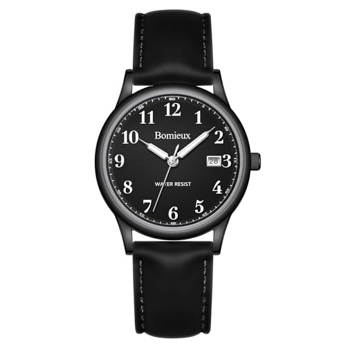 Timever Montre Analogique à Quartz pour Homme avec Bracelet en Cuir,3 Aiguilles,Date,Étanche 3 ATM,Gros Chiffres,Idée de Cadeau pour Un Amis