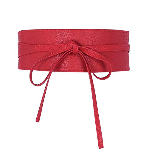 Glamexx24 Cinturón ancho Obi para mujer, cinturón clásico, rojo, Talla única Cover