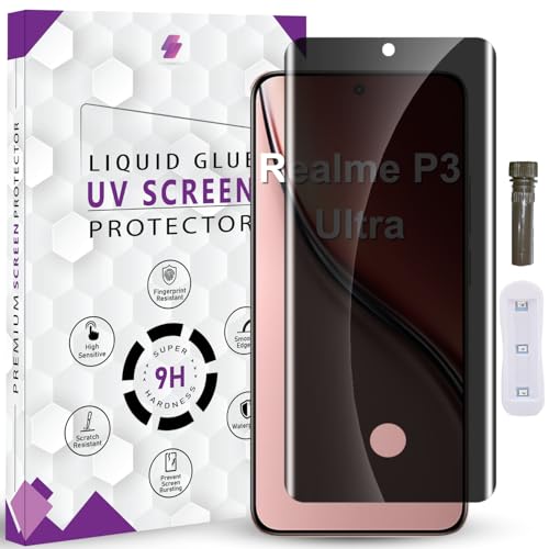 QOISA Advanced HD+ UV Privacy Tempered Glass Screen Protector for Realme P3 Ultra (6.83 Inch, Pack of 1) Edge to Edge Coverage Anti-Spy/Anti-Peeping 9H Hardness Screen Guard with Installation Kit