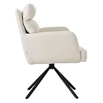 ML-Design Esszimmerstühle drehbar 6er Set, Beige, Wohnzimmerstühle mit Arm- und Rückenlehne, Drehstühle Auto-Position, Polsterstühle mit Polyesterbezug und Rückenkissen, Küchenstühle mit Metallbeine – Bild 5