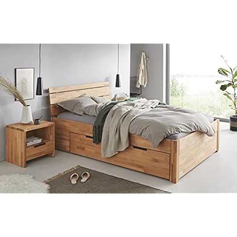 TaBoLe Massivholz Bett mit 1 Schublade Buche massiv geölt 90x200 Cover