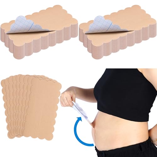 Image of Geiserailie 30 Pcs Tummy Tape Precut Kinesiology Elastic Belly Tape for Tummy Lift Leg Back Fat Lift Body Stoma Backless Dresses Wedding Pregnancy