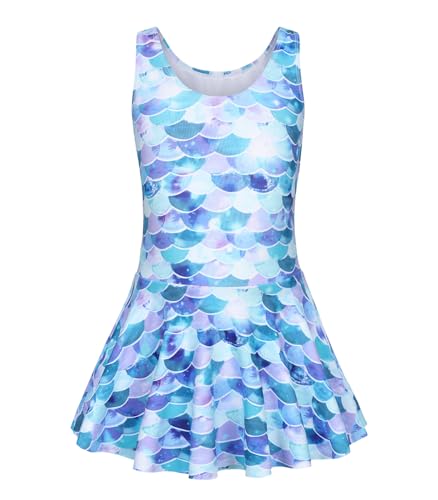 Girls One Piece Swimsuits Leopard Bathing Suit for Kids Hawaiian Swimwear with Skirt Swim Dress 3-16 Years2