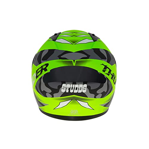 Image of Studds Thunder Full Face Helmet D7 with Clear Visor (Matt Neon Green N9, L)