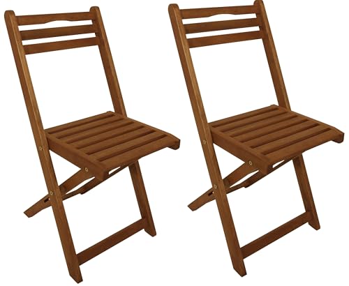 DEGAMO 2X Holz Klappstuhl Gartenstuhl Eukalyptus braun geölt FSC-Zertifiziert Outdoor