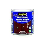 Rustins Quick Dry Outdoor Wood Stain Satin Mahogany 250ml- Durable and Weather-Resistant Finish, Fast Drying, Vibrant Color for Decks, Fences, & Furniture, Available in Many Wood Shades