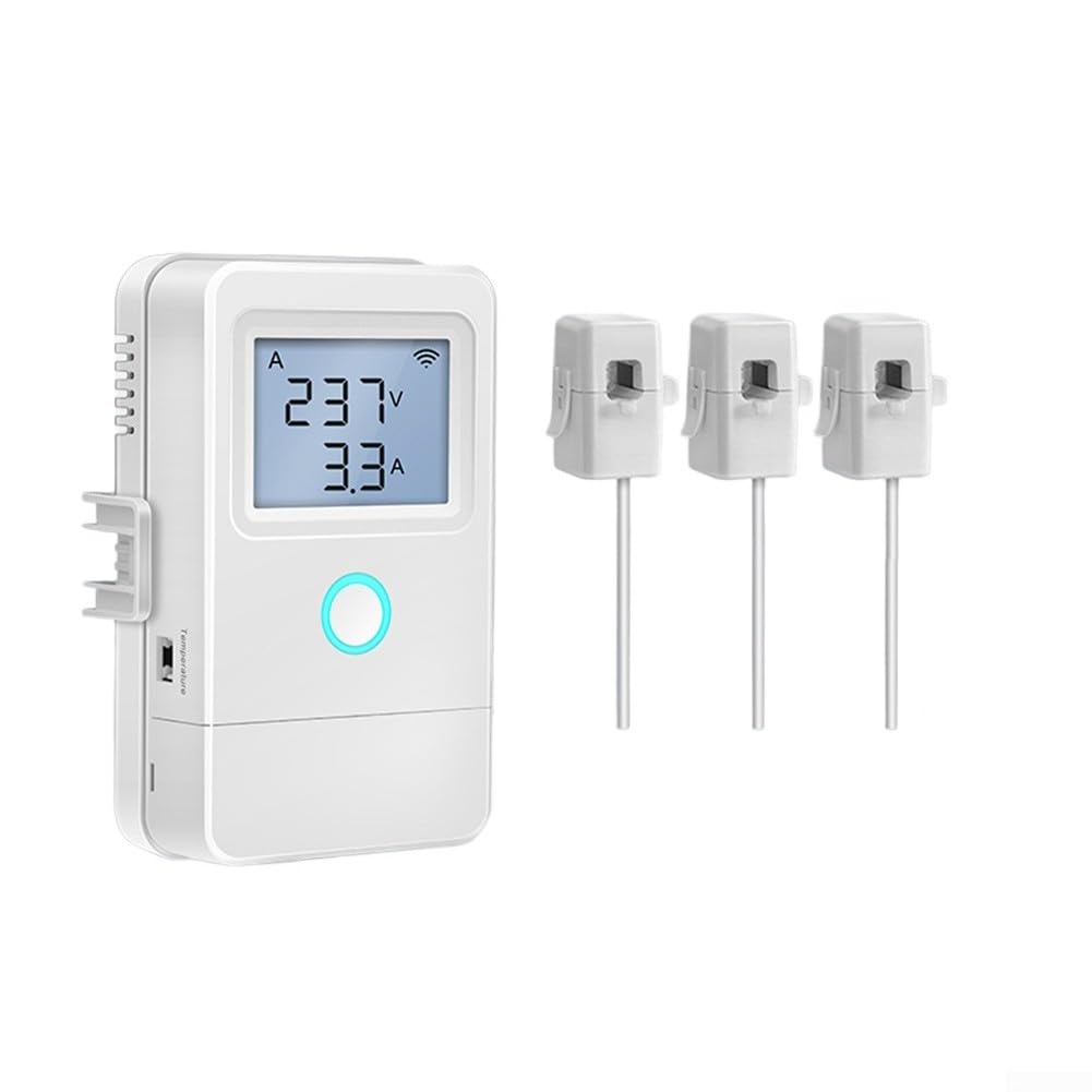 For Smart 3-Phase Energy Monitor for Tuya WiFi, 100A For CT Clamp Current Sensor with LCD Display, Remote 16A Circuit Breaker Switch, Overheat Temperature Alarm Device for Home