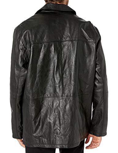 Image of Men's Four-Button Lambskin Leather Car Coat