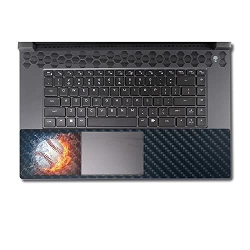 Image of MightySkins Carbon Fiber Skin Compatible With Alienware M17 R5 (2022) Full Wrap Kit - Baseball Fire | Protective, Durable Textured Carbon Fiber Finish | Easy To Apply & Change Styles | Made in the USA