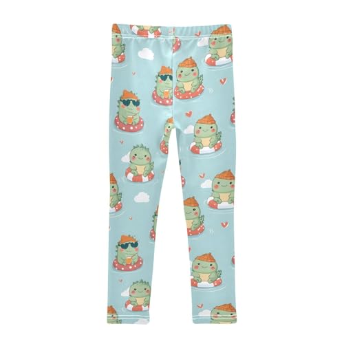 Cute Dinosaur Cloud Heart Girls Leggings Ultra Soft Compression Yoga Gym Pants for Kids 4-10T2