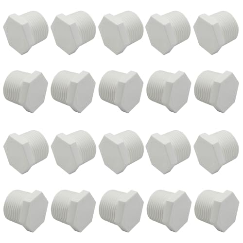 Image of 20Pcs White Plastic Water Heater Drain Plug Set, 1 /2 Inch NPT PVC Replacement Plug for RVs and Campers