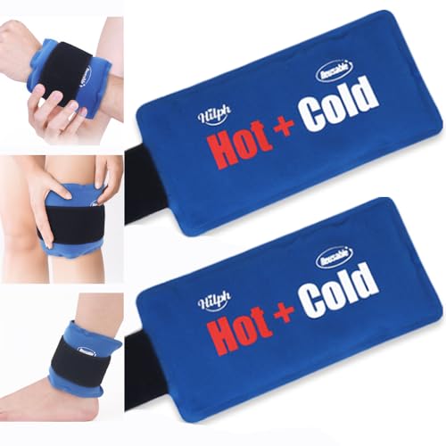 Hilph Gel Kühlakkus Kühlpads für Verletzungen mit Klettverschluss, Kalt & Warm Kompresse Eisbeutel Kühlkompresse Kühlpacks coolpack für Handgelenk, Arm, Knie, Knöchel, Hals, Ellbogen - 2 Stück