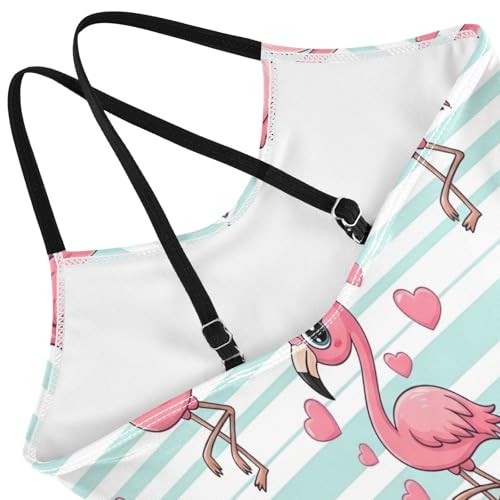 Cute Pink Cartoon Flamingos Girls Swimsuit One Piece, Summer Beach Bathing Suits Girls, 3-104