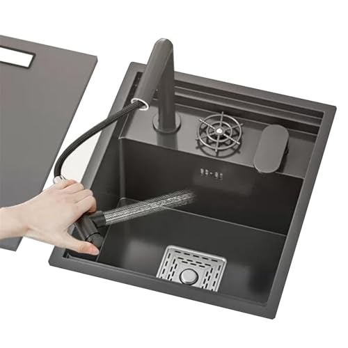 Éviers de cuisine Évier De Bar Invisible En Acier Inoxydable, Peu Encombrant – Petit Évier Simple Avec Robinet Rince-verres, Pour Cuisines Compactes Et...