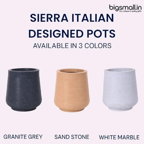 Image of Bigsmall Designed Plant Pots, Premium Durable Polymer Flower Pots for Indoor & Outdoor Plants - Lightweight, Stylish, and Weather-Resistant Garden Planters (Sierra-White Stone, 18 Inch)