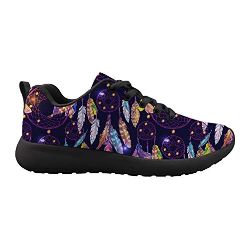 NETILGEN Laufschuhe für Herren Damen Rutschfeste Gummiunterseite Sportschuhe Straßenlaufschuhe Sportschuhe mit Mesh-Obermaterial Atmungsaktiv Weich Bequem, Violett - Traumfänger - Größe: 43.5 EU