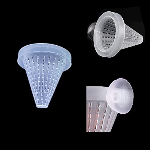 Image of alfyng 8pcs Aquarium Red Worm Cone Feeder, Bloodworm Cone Feeder, Shrimp Fish Food Feeding Plastic Cup with Suckers for Fish Tank (2.64 x 2.64 inch)