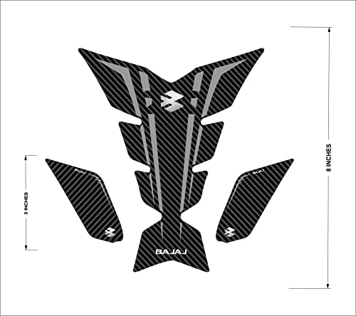 Image of 3D Embossed Bike Racing Tank Pad /Tank Sticker with SIDEPADS for Brand Specific Bikes Pack of 3 (BKTPSIDVAR) (BAjJAJ)