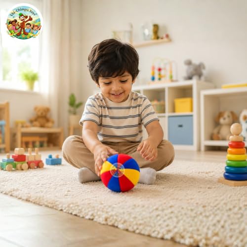 Image of Soft Plush Ball with Rattle 10 CM for Babies & Toddlers | Ultra Soft Fabric Sensory Ball | Baby Grasping Toy | Lightweight | Infant Learning | Safe Gift for Boys & Girls