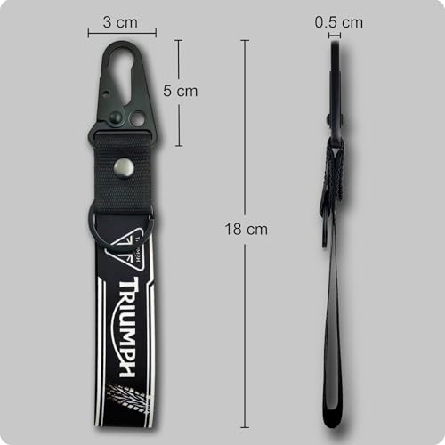 Image of SnapStrap MotoLink Carabiner Keychain Compatible with Triumph Bike Strong Heavy-Duty Metal Clip with Fabric Key Ring Bike Accessory (Gunmetal Black)