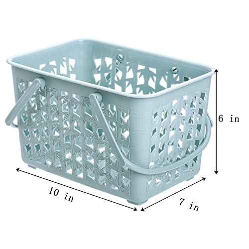 Elsjoy Set Of 3 Plastic Shower Caddy Basket, Portable Shower Tote Storage Bin With Handles, Drainage Toiletry Organizer For Bathroom, College Dorm, Kitchen, 10" L X 7" W X 6" H #TOP1