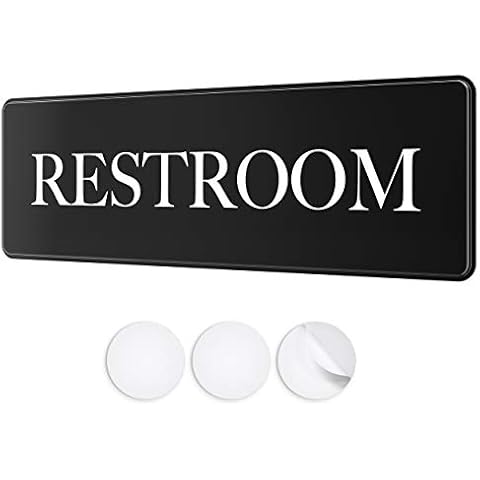 ASSURED SIGNS Restroom Sign - Ideal Bathroom Signs for the Office, Business or Home - 9" by 3" - Apply to Door or Wall - Nice Bathroom Decor - Strong Double-Sided Adhesives, 1 Pack Cover