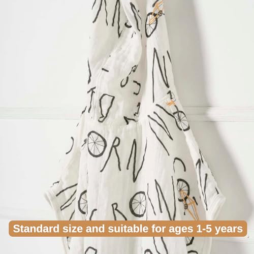 Image of 100% Cotton Muslin Baby Bath Poncho - Soft & Absorbent Hooded Towel for Infants & Toddlers, Lightweight and Breathable, Baby Shower (Bike)
