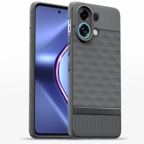 Image of Pikkme Back Cover for Oppo K13 Turbo 5G Camera Protection 3D Hexa Cube Design Silicone Protective Bumper Case (Grey)