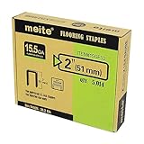 meite 15.5 Gauge Flooring Staples, 2-Inch Length 1/2-Inch Crown Collated Galvanized Staples (5,014 Counts) for Hardwood Floors