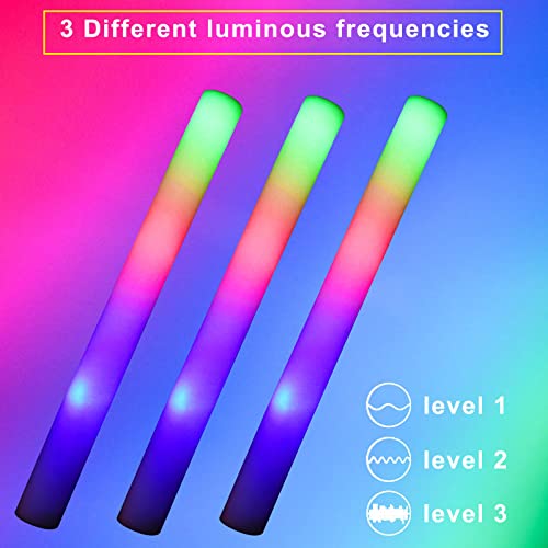 Ystartoys Glow Sticks Bulk 30Pcs Foam Glow Sticks Led Light Up Stick With 3 Modes Colorful Flashing Glow In The Dark Party Supplies For Birthday Wedding Favors Glow Christmas Halloween Decor #TOP5