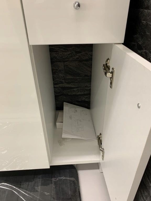 .Deftrans Domodomo Badschrank mit Waschbecken und Spiegel weiß 105 cm, Waschbeckenschrank 80 x 70 x 48 cm, Keramik-Waschbecken-Set, Badmöbel-Set