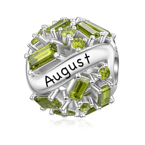 SEVENWELL Birthstone Charms for Charms Bracelet, 925 Sterling Silver 5A Cubic Zirconia Openwork Bead, Birthday Mother's Day Christmas Jewelry Gifts for Women, Jan-Dec Charm