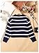 MakeMeChic Girl's Striped Sweater Long Sleeve Colorblock Roundneck Drop Shoulder Knit Loose Pullovers Blue and White 14 Years