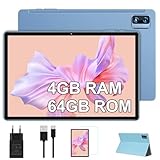 SKYEGG Android Tablette 10 Pouces avec 64 Go ROM (Extensible jusqu'à 1 to)+ 4 Go RAM, FHD 1920 * 1200 IPS, Widevine L1, 8000 mAh, 5 MP+13 MP Caméra, Bluetooth, Wi FI, Tablette Tactile avec Étui, Blue
