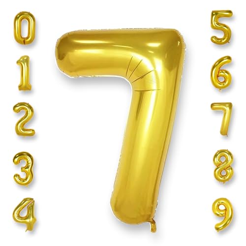 AULE 40 Inch Gold 7 Balloon Number Foil 0-9 Birthday Big Numbers