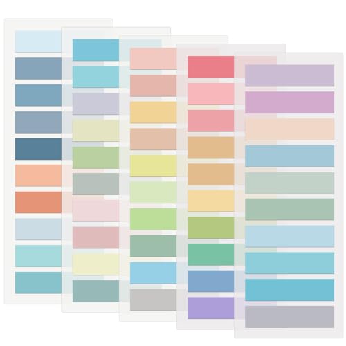 1000 Tiras Adhesivas, 5 Estilos, Notas Adhesivas Pequeñas, Marcadores de Índice, Colores Pastel, para Oficina, Escuela, Marcador de Páginas (Multicolor)