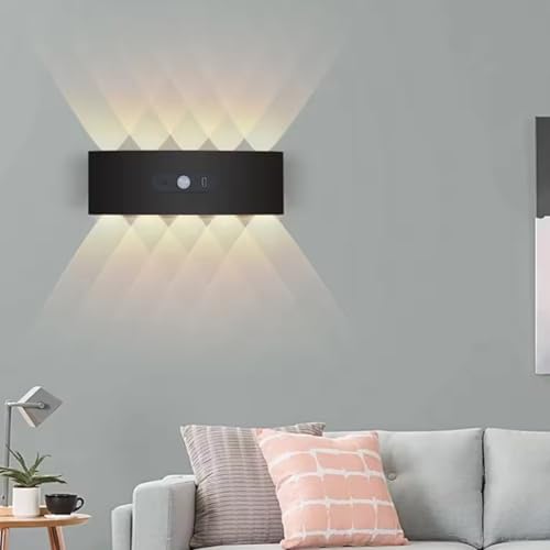 Aplique de pared LED rectangular de 26cm luz calida con sensor de movimiento 7