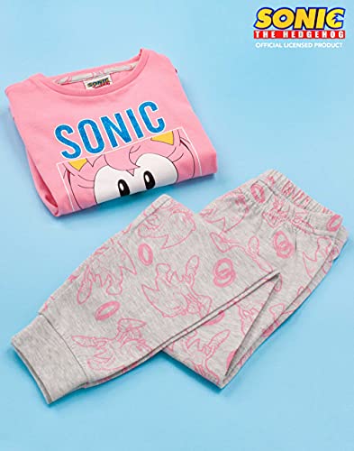 Sonic The Hedgehog Pajamas Girls Pink Gamer T Shirt & Long Length PJs Set2