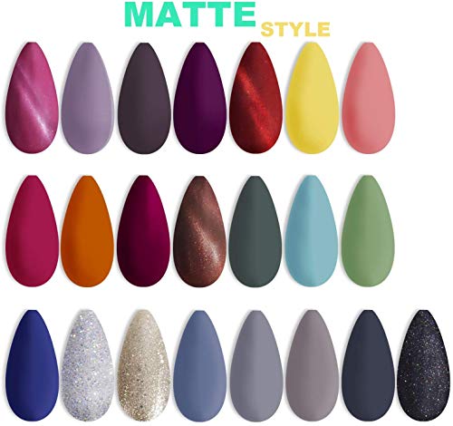 ab gel 22 UV Gel Nagellack, Glitter UV Nagellack Set, Pastell Gel Nagellack mit mattem Top Coat Nagellack Nail Art – Bild 4
