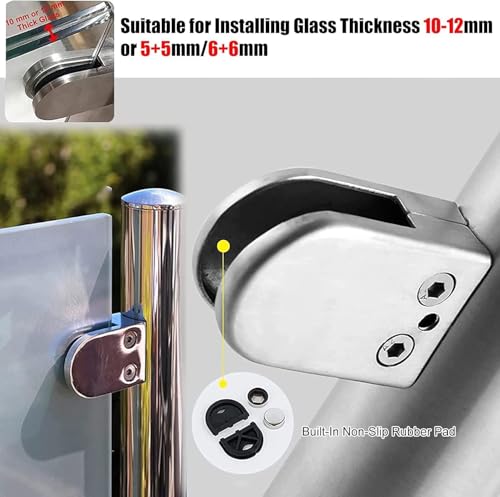 Poteau de balustrade en acier inoxydable au sol avec pinces à verre d'angle T - 6