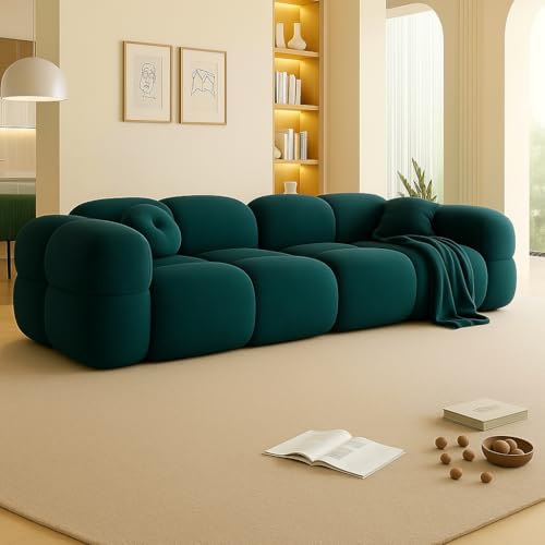 Image of LEGACY OF COMFORT Prith Velvet Cloud Sofa - Premium Cushioned Comfort | Brand-Registered Design | 3 Seater Sofa for Living Room (Dark Teal)