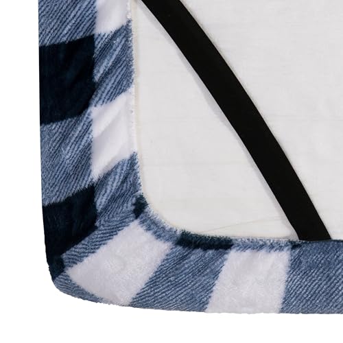 Image of Elegant Comfort Velvet Plush Flannel Sheet Set, King, Buffalo Navy