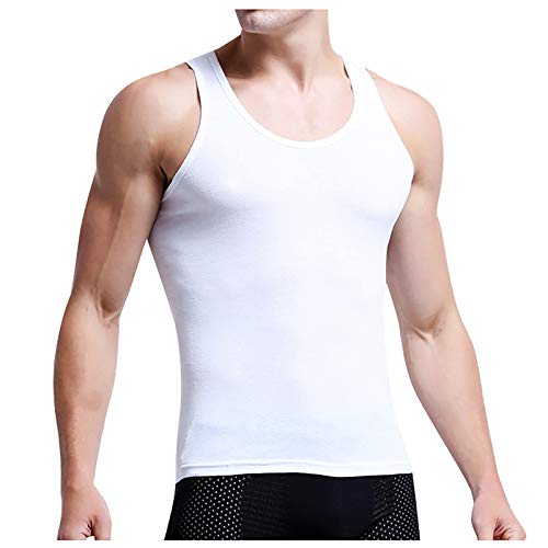 XIAOMEIO Männer Tank Top Essentials Herren Unterhemden Aus Baumwolle Mit Rundem Ausschnitt Sweatshirt Herren Enge Elastische Unterhemd Schnelltrocknend Atmungsaktive Unterhemd Herren Cover