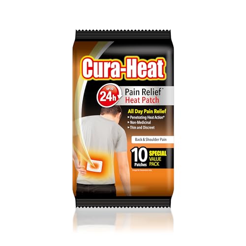 Cura-Heat Parche térmico para el dolor de espalda y hombros, 10 parches, alivio del dolor dirigido, alivio del dolor hasta 24 horas, acción de calor penetrante